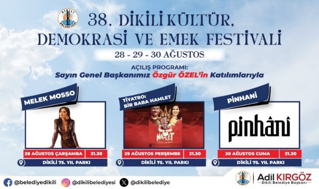 38. Dikili Kültür, Demokrasi ve Emek Festivali Başlıyor