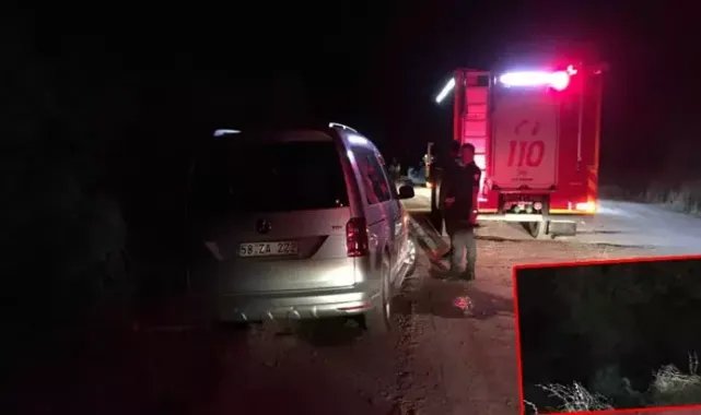 Araç uçurumda asılı kaldı, sürücü 20 metreden düştü