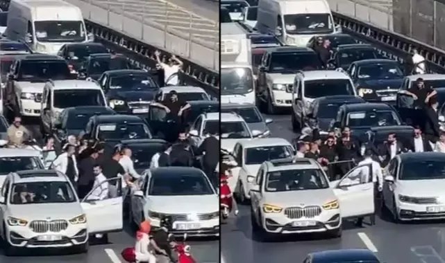 Bakırköy'de düğün magandaları D-100 karayolunu kapatıp halay çekti