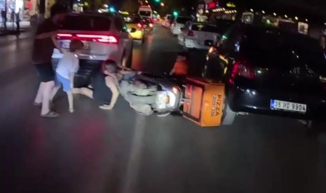 Karısına motosiklet çarpan, çocuğu ölümden dönen adam sinirlerine hakim olamadı