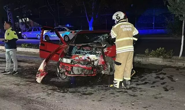 Kütahya'da, ağaca çarparak takla atan otomobilin sürücüsü yaralandı