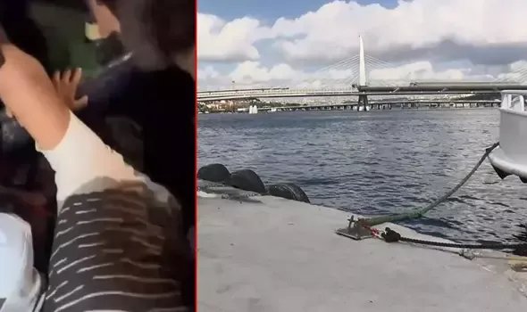 Eminönü'nde anne ve 2 yaşındaki çocuğu tur teknesinden denize düştü