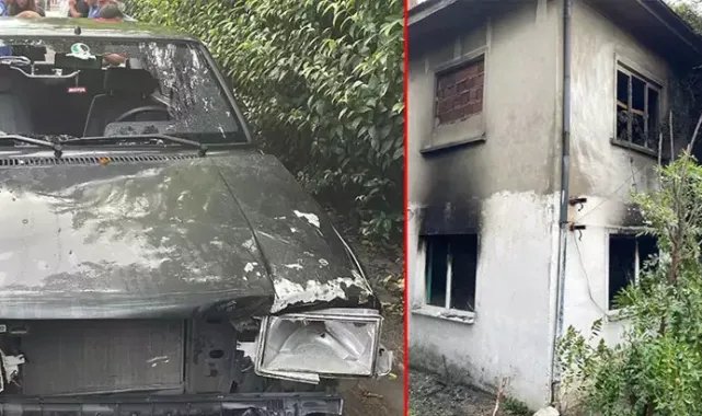 Evli çiftin tartışmasında kadın otomobili parçaladı, kocası evi yaktı