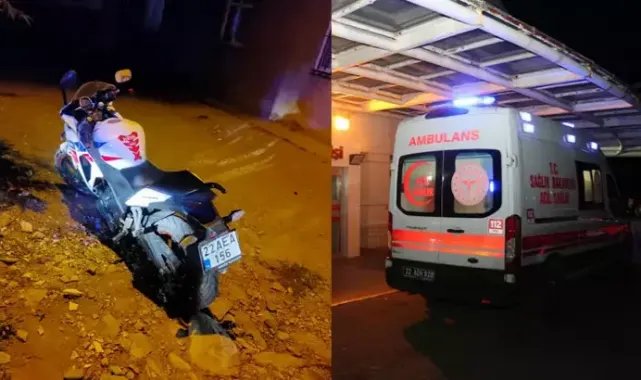 Edirne'de, devrilen motosikletteki 2 kişi yaralandı