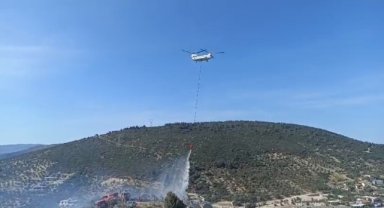 Foça'da bir depoda başlayan ve ormanlık alana sıçrayan yangın söndürüldü