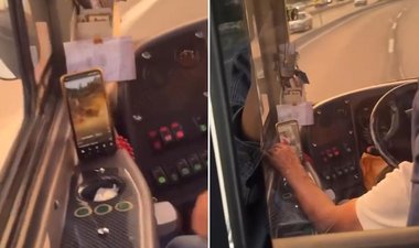Otobüs şoförü direksiyon başında video izledi