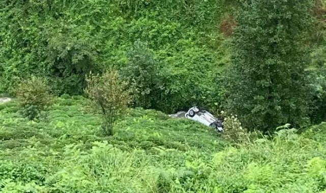 Rize'de, yamaçtan yuvarlanan otomobilin sürücüsü yaralandı