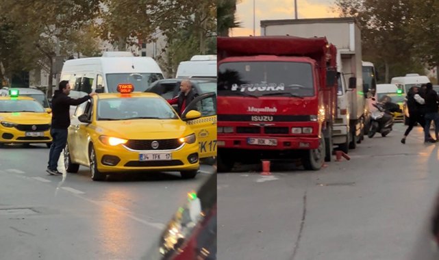 Beyoğlu’nda taksi durmayınca çılgına döndü, aracın aynasını kırdı