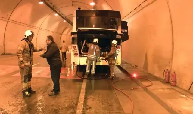 Bomonti Tüneli’nde otobüs yangını