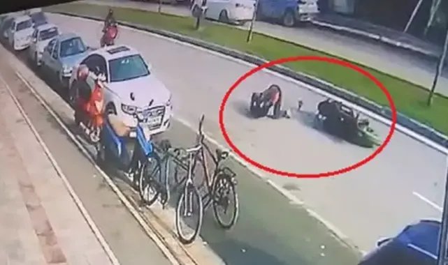 Devrilen motosikletin ehliyetsiz sürücüsü yaralandı