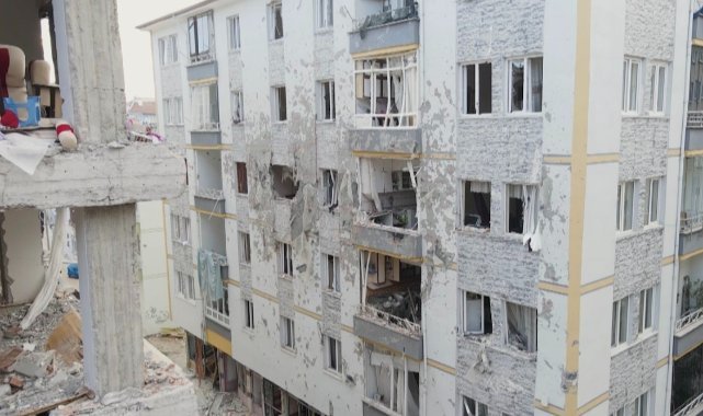 Dron görüntüleri doğal gaz patlamasının yaşandığı binadaki hasarı gözler önüne serdi