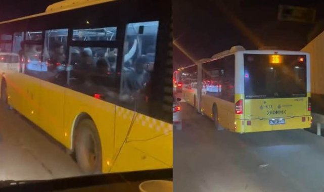 Trafik yoğunluğunda kural tanımayan İETT otobüsleri emniyet şeridini ihlal etti