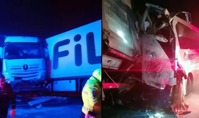 Yolcu otobüsü, kamyon ve otomobille çarpıştı: 30 yaralı