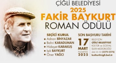 Çiğli Belediyesi Fakir Baykurt Roman Ödülü 6. Kez verilecek: 2025 Fakir Baykurt Roman Ödülü Başvuruları Başladı