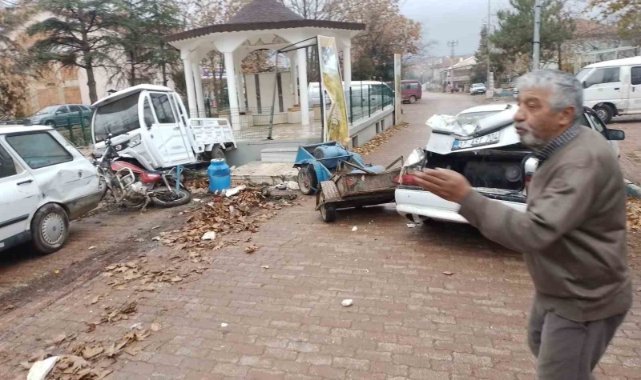 Isparta’da freni boşalan kamyon ortalığı savaş alanına çevirdi