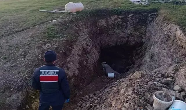 Jandarma devriyede fark etti, kaçak kazıya 1 gözaltı