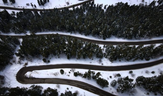 Sahara Geçidi’nin kış manzarası havadan görüntülendi