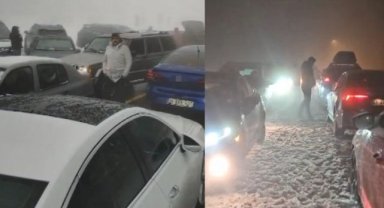 Yüzlerce araç Kartepe yolunda mahsur kaldı