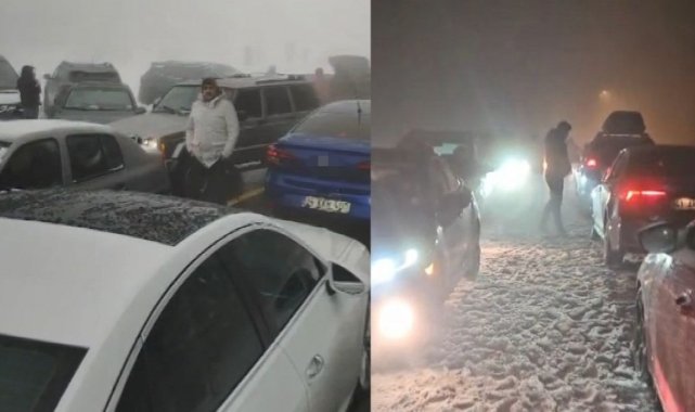 Yüzlerce araç Kartepe yolunda mahsur kaldı