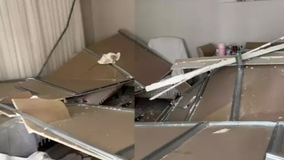 Asma tavan çöktü, anne ve 2 çocuğu birkaç dakikayla kurtuldu