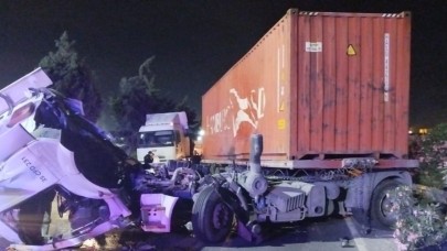 Konteyner yüklü tır bariyerlere çarptı: 2 yaralı