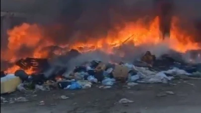 Karşıyaka Belediyesi katı atık tesisinde yangın