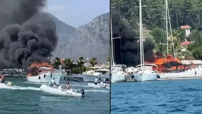 Fethiye'de marinada demirli motoryatta yangın