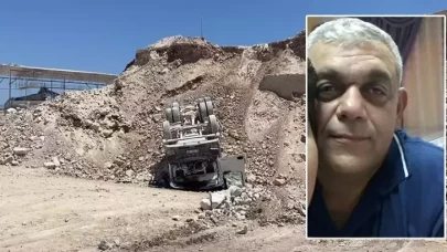 Kum ocağında devrilen kamyonun sürücüsü öldü