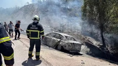 İstinat duvarına çarpan otomobil alev aldı: 1 ölü, 2 yaralı