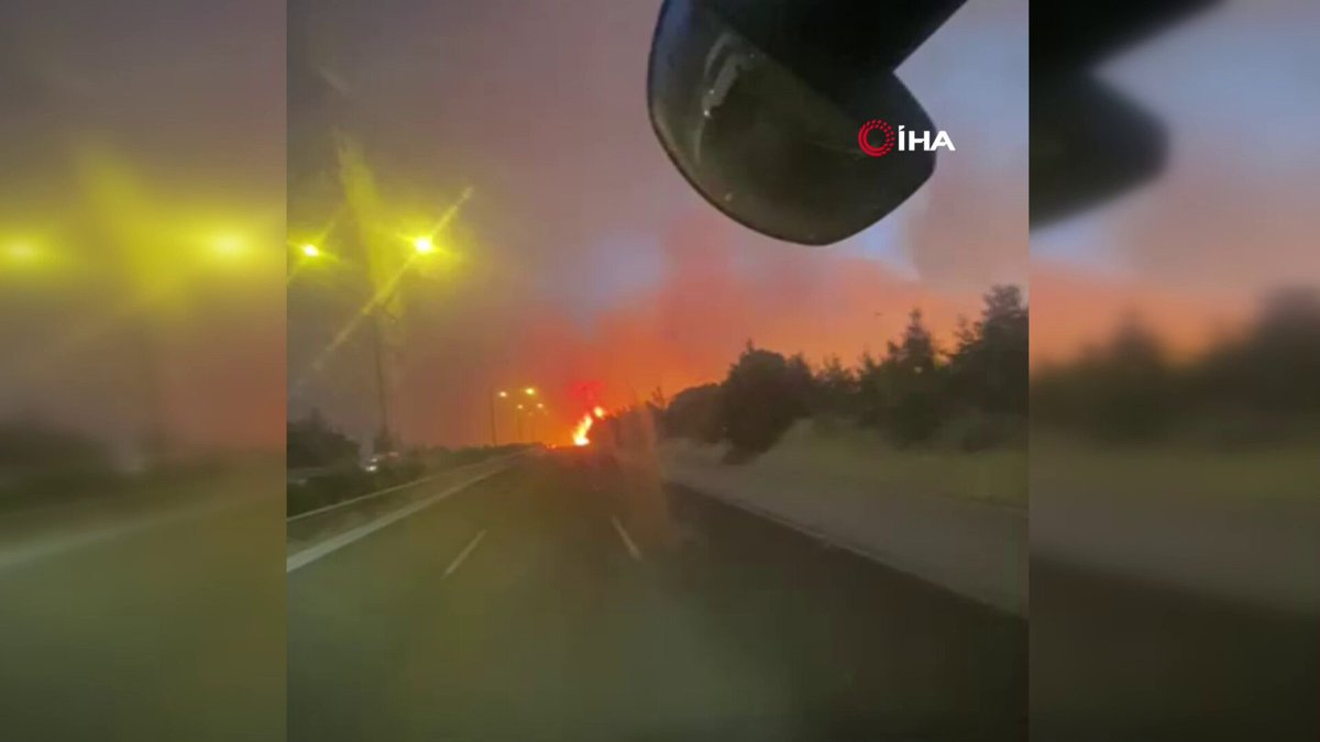 Yerleşim yerlerine ulaşan alevler böyle görüntülendi