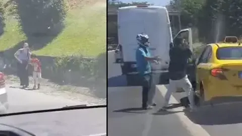 Esenler'de minibüs şoförü taksiye saldırdı