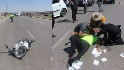 Ehliyetsiz sürücü, 'dur' ihtarına uymadı, polise çarptı