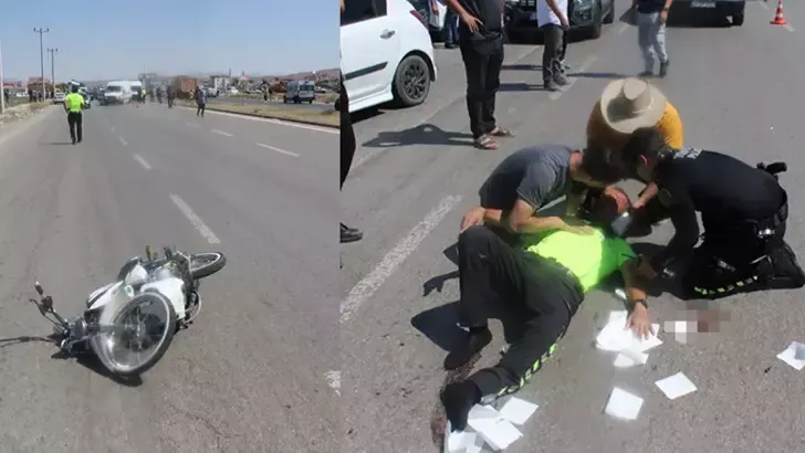 Ehliyetsiz sürücü, 'dur' ihtarına uymadı, polise çarptı