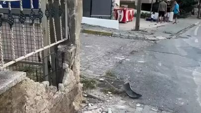 Alkollü sürücü site duvarına ardından markete çarptı