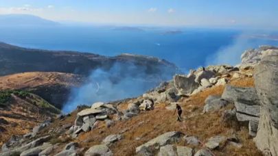 Marmara Adası'ndaki orman yangınına müdahale sürüyor