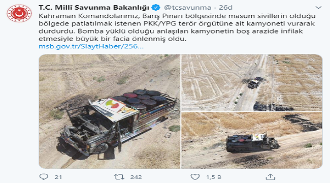 Bomba yüklü araç durduruldu