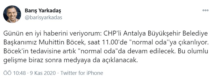 Muhittin Böcek'in sağlığına ilişkin önemli gelişme