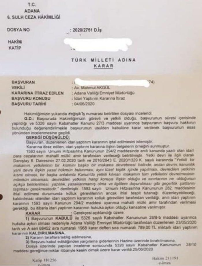 Polisin kestiği korona cezalarına ilişkin mahkemeden flaş karar!