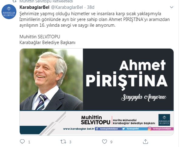 İZMİR AHMET PİRİŞTİNA'YI ANDI