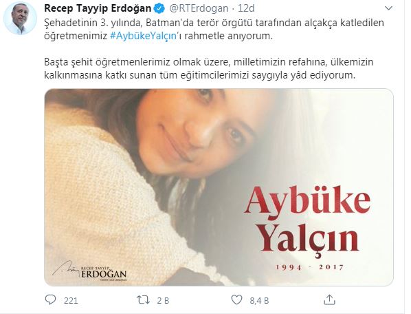 AYBUKE ÖĞRETMEN ÖLÜM YIL DÖNÜMÜNDE UNUTULMADI