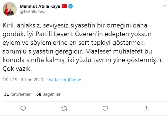 AK PARTİLİ KAYA'DAN, İYİ PARTİLİ ÖZEREN'E TEPKİ
