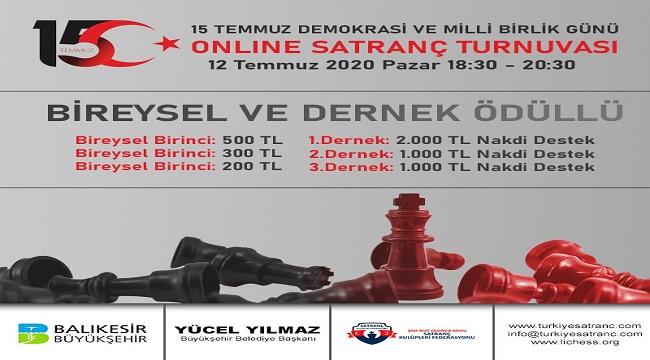 15 Temmuz anısına online satranç turnuvası