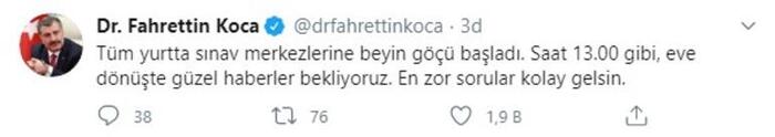 Fahrettin Koca'dan LGS mesajı