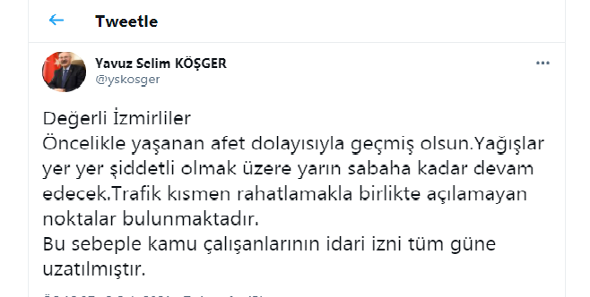 VALİ KÖŞGER'DEN İDARİ İZİN AÇIKLAMASI