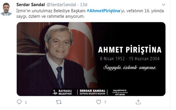 İZMİR AHMET PİRİŞTİNA'YI ANDI