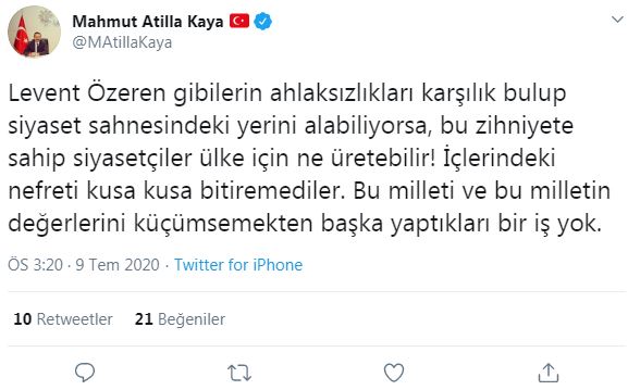 AK PARTİLİ KAYA'DAN, İYİ PARTİLİ ÖZEREN'E TEPKİ