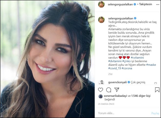 Selen Görgüzel Alkan coronaya yakalandı