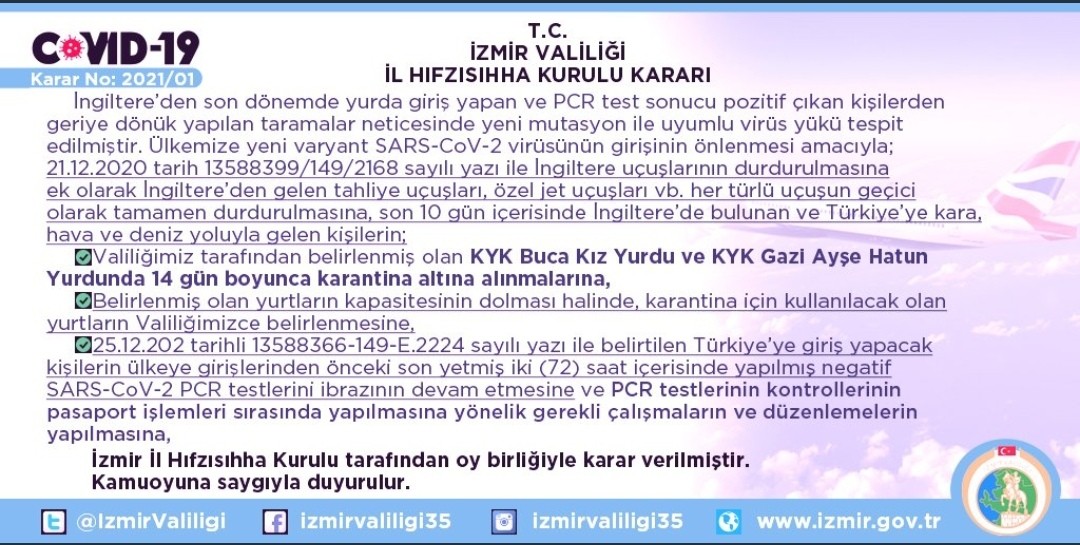İNGİLTERE'DEN GELENLERE KARANTİNA