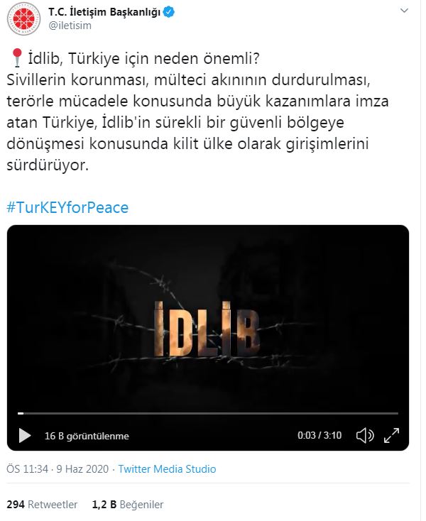 İletişim Başkanlığı'ndan İdlib paylaşımı
