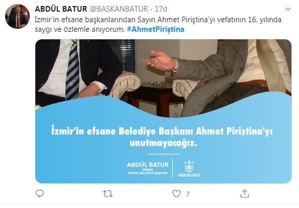 İZMİR AHMET PİRİŞTİNA'YI ANDI
